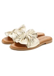 Lascana Damen Pantolette "Mule, Sandale, offener Schuh", Gr. 36, gold, Obermaterial: 100% Lammleder. Futter: 100% Schweinsleder. Decksohle: 100%