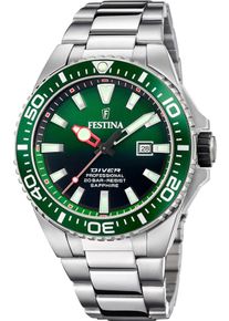 Festina Taucheruhr "Diver Collection", silber, Armbanduhren, Armbanduhr, Quarzuhr, Herrenuhr, Edelstahlarmband, Datum, Saphirglas