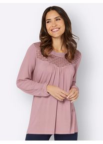 Classic Basics Damen Spitzenshirt "Langarm-Shirt", lila, Gr. 56, unifarben, 95% Viskose, 5% Elasthan, Shirts