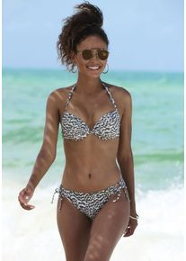 Lascana Damen Bikini-Hose "Sansa", grün, Gr. 34, bedruckt, Recycling-Polyamid, Badehosen, mit seitlichen Bindebändern