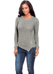 Heine Damen Rundhalspullover "Rundhals-Pullover", grau, Gr. 48, unifarben, 100% Polyacryl, Pullover