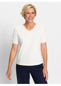 CLASSIC Damen Spitzenshirt "Shirt", beige, Gr. 40, unifarben, 100% Baumwolle, Spitze:100% Polyester, Shirts
