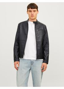 Jack & Jones JACK & JONES Herren Lederimitatjacke "JJEDYLAN PU BIKER JACKET NOOS", schwarz, modisch, Gr. S, unifarben, Web, Obermaterial: 88% Polyester, 9%