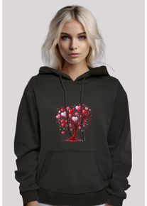 F4NT4STIC Damen Kapuzenpullover "Herz Baum Aquarell Druck", schwarz, casual, Gr. S, Obermaterial: 65% Baumwolle, 35% Polyester, Pullover, Premium