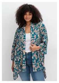 Damen Longbluse "Große Größen", blau, feminin, Gr. 44, sheego by Joe Browns, gemustert, Obermaterial: 100% Viskose (LENZING ECOVERO), Blusen, im