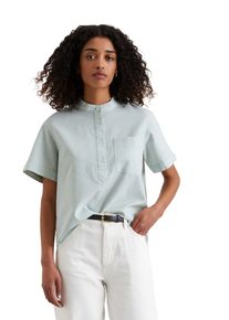 Marc O'Polo Damen Kurzarmbluse, blau, Gr. S, MARC O'POLO DENIM, Web, Obermaterial: 100% Baumwolle, Blusen