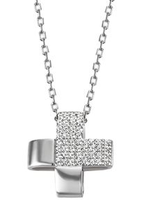Firetti Damen Kette mit Anhänger "Schmuck Geschenk Silber 925 Halsschmuck Halskette Ankerkette Kreuz", Silber 925 (Sterlingsilber), L: 45cm, bunt,