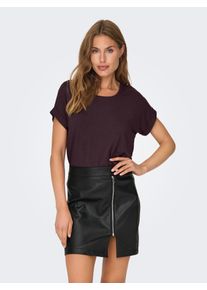 Only Damen T-Shirt "ONLMOSTER S/S O-NECK TOP NOOS JRS", rot, casual, Gr. M, unifarben, Jersey, Obermaterial: 75% Viskose, 20% Polyester, 5% Elasthan,
