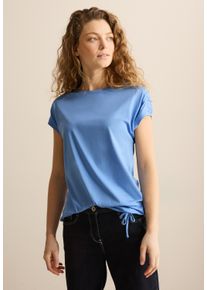 Cecil Damen T-Shirt, blau, Basic, Gr. M, unifarben, Web, Stoff, 50% Baumwolle, 50% Modal, Shirts, mit Tunnelzug am Saum