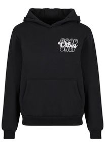 MISS TEE Damen Kapuzenpullover "Miss Tee Good Vibes Puff Print", schwarz, casual, Gr. XL, mehrfarbig, 70% Baumwolle, 30% Polyester, Pullover