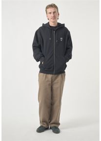 Cleptomanicx Herren Kapuzensweatshirt "Sketchu Gull Zip", schwarz, casual, Gr. L, bedruckt, 100% Baumwolle, Sweatshirts, mit großem Print hinten