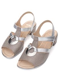 Ara Damen Sandalette "LUGANO", Gr. 3, grau, Veloursleder, Glattleder, metallic, klassisch, Schuhe, Festtagsschuh, Glitzersandale, Kitten Heel mit