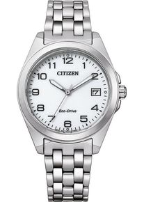 Citizen Damen Solaruhr, silber, Armbanduhren, Armbanduhr, Damenuhr, Edelstahlarmband, bis 10 bar wasserdicht, Datum