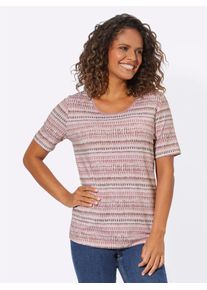 Casual Looks Damen Kurzarmshirt "Shirt", lila, Gr. 40, gemustert, mehrfarbig, 95% Viskose, 5% Elasthan, Shirts