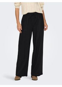 Jacqueline de Yong JDY Damen Leinenhose "JDYSAY LINEN HW WIDE PANT WVN NOOS", schwarz, modisch, Gr. S, unifarben, Web, Obermaterial: 55% Leinen, 45% Viskose, Hosen