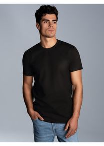 TRIGEMA Herren T-Shirt "TRIGEMA Slim Fit T-Shirt aus DELUXE Baumwolle", schwarz, Basic, Gr. XL, 100% Baumwolle, Shirts