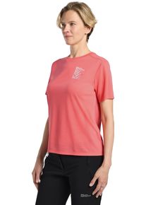 Jack Wolfskin Damen T-Shirt "VONNAN GRAPHIC T W"explore, sunsetcoral, Gr. XL, Oberstoff 100% POLYESTER, Shirts