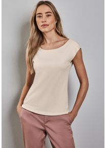 Street One Damen T-Shirt, beige, casual, Gr. 46, unifarben, Web, Stoff, 50% Baumwolle, 50% Modal, Shirts, im soften Baumwoll-Mix