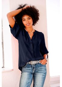 Heine Damen Kurzarmbluse, blau, Gr. 38, unifarben, 100% Viskose, Blusen