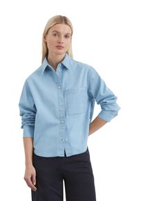 Marc O'Polo MARC O'POLO Damen Langarmbluse "mit TENCEL Lyocell", blau, elegant, Gr. 38, unifarben, Obermaterial: 79% Baumwolle, 21% Lyocell, Blusen