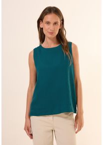 Cecil Damen Blusentop, grün, casual, Gr. XXL, unifarben, Web, 100% Leinen, Blusen, mit Seitlichen Einschlitzen am Saum