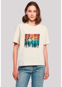 F4NT4STIC Damen T-Shirt "Berg Sonnenuntergang Retro", weiß, casual, Gr. M, Obermaterial: 100% Baumwolle, Shirts, Premium Qualität