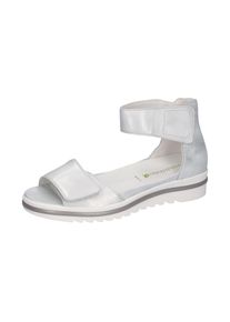 Waldläufer WALDLÄUFER Damen Sandale "HAKURA", Gr. 7,5, silber, Nappaleder, metallic, elegant, Schuhe, Sommerschuh, Sandalette, Keilabsatz, in Komfortweite H (=