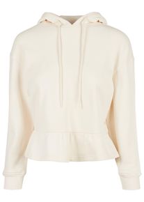 Urban Classics Damen Kapuzenpullover "Urban Classics Damen Ladies Organic Volants Hoody", beige, casual, Gr. S, unifarben, 100% Baumwolle, Pullover