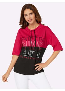 Inspirationen Damen Stehkragenshirt "Druck-Shirt", rot, Gr. 38, gemustert, mehrfarbig, bedruckt, 100% Baumwolle, Shirts