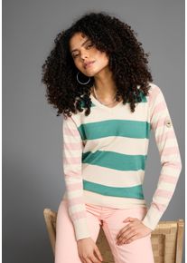 Kangaroos Damen Strickpullovercreme, mint, gestreift, casual, Gr. 32, gestreift, Strick, Obermaterial: 50% Viskose, 26% Polyamid, 24% Polyester,