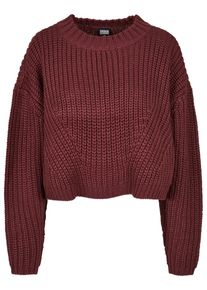 Urban Classics Damen Rundhalspullover "Urban Classics Damen Ladies Wide Oversize Sweater", rot, casual, Gr. XL, unifarben, 100% Polyacryl, Pullover