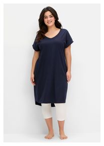 sheego Damen Shirtkleid "Große Größen", blau, casual, Gr. 44, unifarben, Obermaterial: 50% Baumwolle, 50% Modal, Kleider, in Oversized-Form, mit