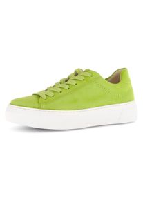Gabor Damen Plateausneaker "FLORENZ", Gr. 38, grün, Ziegenveloursleder, sportlich, Schuhe, Freizeitschuh, Halbschuh, Schnürschuh mit dezenten