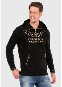Cipo & Baxx CIPO & BAXX Herren Sweatshirt "Sweatshirt", schwarz, casual, Gr. M, unifarben, 70% Baumwolle;30% Polyester, Sweatshirts, mit coolem Print