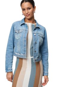 Zero Damen Jackenblazer "Zero Jeansjacke blau mit Knopfleiste", blau, casual, Gr. 44, used, Denim/Jeans, Obermaterial: 94% Baumwolle, 5% Polyester,