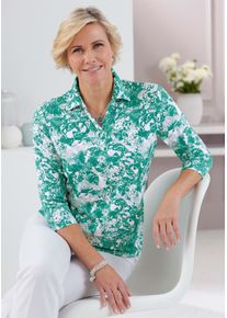 CLASSIC Damen Poloshirt "Poloshirt", grün, Gr. 38, geblümt, gemustert, mehrfarbig, 95% Polyester, 5% Elasthan, Shirts