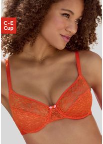 Vivance Damen Bügel-BH, Gr. 70, orange, Obermaterial: 88% Polyamid, 12% Elasthan, feminin, BHs, aus blumiger Spitze, im hübschen Balconnet-Schnitt,