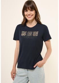Cecil Damen T-Shirt, blau, casual, Gr. M, bedruckt, Web, 100% Baumwolle , Shirts, aus reiner Baumwolle