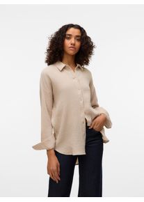Véro Moda VERO MODA Damen Hemdbluse "VMNATALI", beige, modisch, Gr. XL, unifarben, Web, Obermaterial: 100% Baumwolle, Blusen