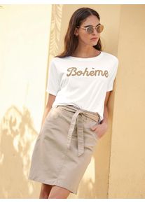 Heine Damen Kurzarmshirt "Shirt", beige, Gr. 40, unifarben, 100% Baumwolle, Shirts