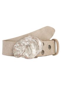Damen Ledergürtel, grau, casual,modisch, Gr. 115, RETTUNGSRING BY SHOWROOM 019, unifarben, Leder, Gürtel, mit austauschbarer Schließe »Auster Muschel