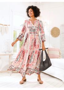 Heine Damen Maxikleid "Druck-Kleid", rosa, Gr. 36, gemustert, animal-print, ethno, mehrfarbig, bedruckt, 100% Viskose, Kleider