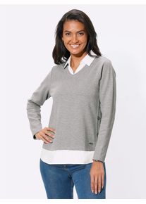 Casual Looks Damen 2-in-1-Shirt "Shirt", grau, Gr. 40, unifarben, 88% Baumwolle, 12% Polyester, Shirts