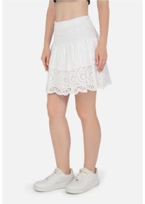 FRESHLIONS Damen Sommerrock "Samantha", weiß, Gr. S, unifarben, 100% Baumwolle, Röcke, im Stufen-Design