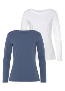 Vivance Damen Langarmshirt "aus reiner Baumwolle", blau, Basic, Gr. 32, unifarben, Interlock, Obermaterial: 100% Baumwolle, Shirts, aus leicht