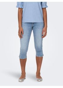 Only Damen 7/8-Caprijeans "ONLBLUSH MW SLIT CAP SHORTS DNM DOT NOOS", Gr. XS, blau, Denim/Jeans, Obermaterial: 98% Baumwolle, 2% Elasthan, unifarben,