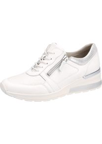 Waldläufer WALDLÄUFER Damen Keilsneaker "H-CLARA", Gr. 8,5, weiß, Glattleder, Textil, Nubukleder, unifarben mit Farbeinsatz, sportlich, Schuhe, Schnürer,