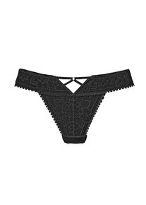 Lascana Damen String, Gr. 32, schwarz, Spitze, Obermaterial: 90% Polyamid, 10% Elasthan, Unterhosen, mit edlem Cut-Out aus floraler Jacquardspitze
