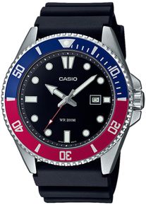 Herren Quarzuhr, schwarz, CASIO TIMELESS COLLECTION, Armbanduhren, Armbanduhr, Herrenuhr,bis 20 bar wasserdicht, Datum, Resinarmband