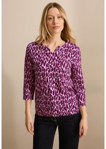 Cecil Damen 3/4-Arm-Shirtmagenta lacquer, casual, Gr. XXL, bedruckt, Web, 100% Baumwolle, Shirts, aus reiner Baumwolle